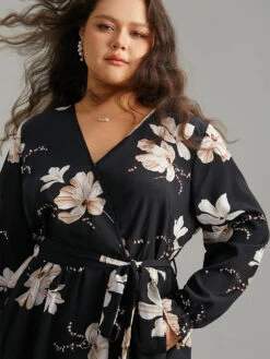 Floral Print Flutter Sleeve Belted Surplice Neck Dress 14 Floral Print Flutter Sleeve Belted Surplice Neck Dress -Bloomchic Shop 492409188 jc