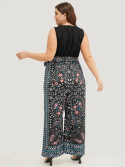 Paisley Patchwork Zipper Pocket Belted Tank Jumpsuit 17 Paisley Patchwork Zipper Pocket Belted Tank Jumpsuit -Bloomchic Shop 493199070 bq