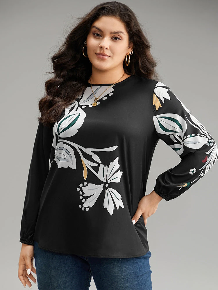 Floral Print Cut Out Lantern Sleeve Blouse 5 Floral Print Cut Out Lantern Sleeve Blouse - Image 3