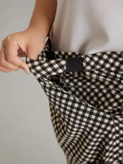 Gingham High Rise Elastic Waist Straight Leg Pants -Bloomchic Shop 497425996 so