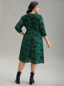 Silhouette Floral Print Surplice Neck Gathered Dress -Bloomchic Shop 498846648 sq 0141a882 8bfd 4a55 aaa8 375e39a91485