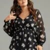 Silhouette Floral Print Gathered Shirred Blouse -Bloomchic Shop 499764940 uy
