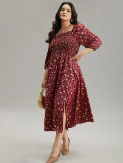 Glitter Square Neck Shirred Split Front Frill Trim Dress 16 Glitter Square Neck Shirred Split Front Frill Trim Dress -Bloomchic Shop 50142346 eq be32a23c d21b 4108 9820 c1439bfc36d4