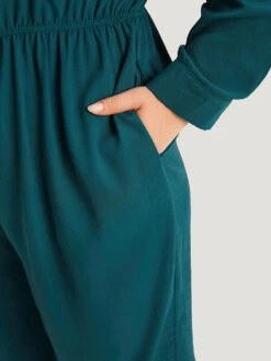 Notched Zipper Gathered Drawstring Jumpsuit -Bloomchic Shop 501912927 zd 41521354 d6a5 4fd6 8685 89f47a6f0fa8