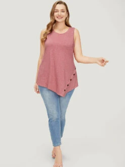 Plain Asymmetrical Hem Button Detail Tank Top -Bloomchic Shop 503745061 rt 8b0f6d6b a0cf 4388 81c0 488f0778a65b
