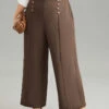 Static-Free Button Detail Seam Detail Elastic Waist Pants -Bloomchic Shop 505080554 ej