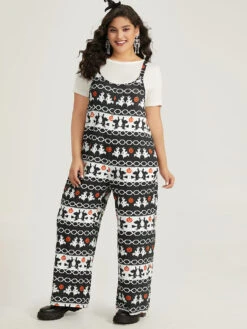 Halloween Witch & Pumpkin Pattern Striped Jumpsuit -Bloomchic Shop 50620060 fa