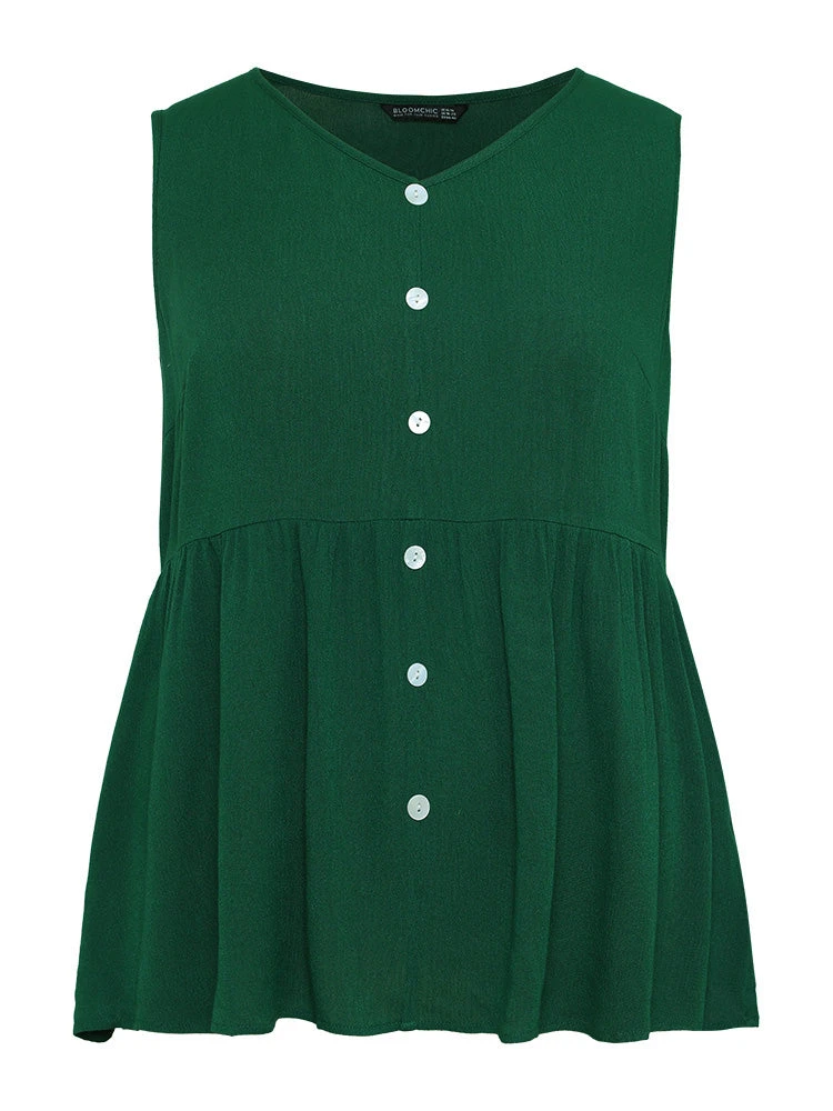 Plain Flutter Hem Button Detail Tank Top 11 Plain Flutter Hem Button Detail Tank Top - Image 9