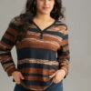 Colour Striped Button Up Sweatshirt 1 Colour Striped Button Up Sweatshirt -Bloomchic Shop 508521091 va