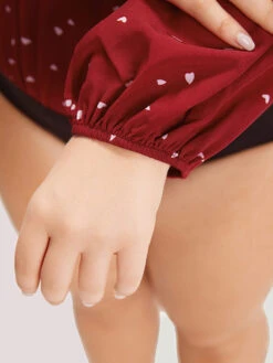 Heart Print Surplice Neck Lantern Sleeve Bodysuit 19 Heart Print Surplice Neck Lantern Sleeve Bodysuit -Bloomchic Shop 509060364 jk