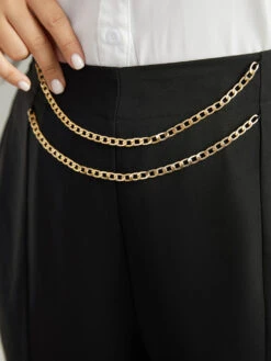 Static-Free Metal Chain Detail Split Hem Pants -Bloomchic Shop 509155370 tr