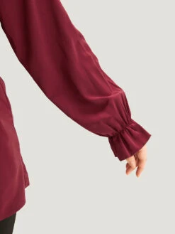 Anti-Wrinkle Twist Front Keyhole Ties Blouse -Bloomchic Shop 509530726 ba