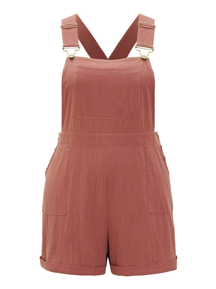 Plain Pocket Button Side Overall Jumpsuit 13 Plain Pocket Button Side Overall Jumpsuit - Image 11