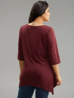 Solid Crochet Lace Mesh Hanky Hem T-shirt -Bloomchic Shop 511645932 nb 20647b7e c194 4266 a030 84bf7c9a4590