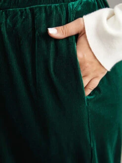 Solid Textured Velvet Elastic Waist Gathered Pants -Bloomchic Shop 512276093 kp