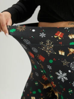 Christmas Print Elastic Waist Leggings -Bloomchic Shop 512583388 dl