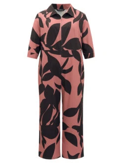 Silhouette Floral Print Zipper Belted Jumpsuit -Bloomchic Shop 513843714 ul