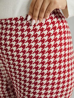 Christmas Houndstooth Elastic Waist High Rise Leggings -Bloomchic Shop 513930315 sp