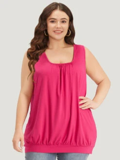 Solid Plicated Detail Square Neck Tank Top 14 Solid Plicated Detail Square Neck Tank Top -Bloomchic Shop 514981771 nm