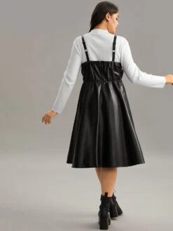 PU Leather Elastic Waist Cami Dress -Bloomchic Shop 51536212 iy