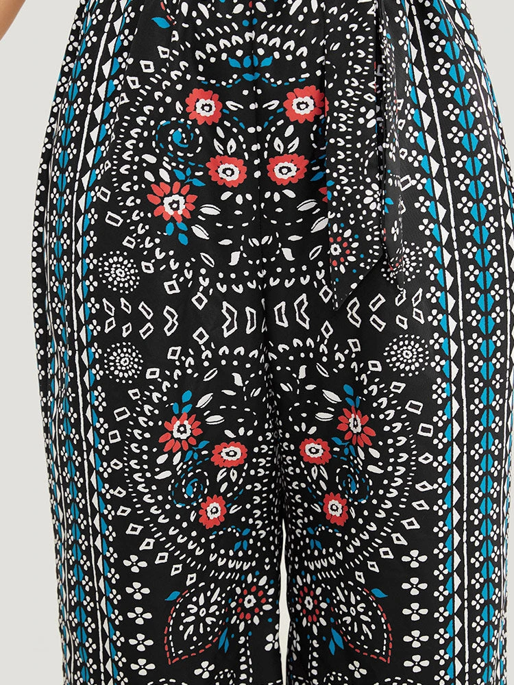 Paisley Patchwork Zipper Pocket Belted Tank Jumpsuit 10 Paisley Patchwork Zipper Pocket Belted Tank Jumpsuit - Image 9