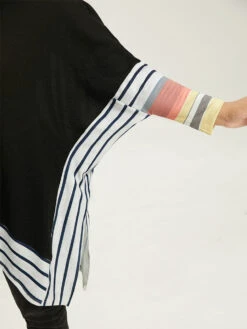 Striped Patchwork Colorblock Contrast Crew Neck Sweatshirt -Bloomchic Shop 516635781 uh