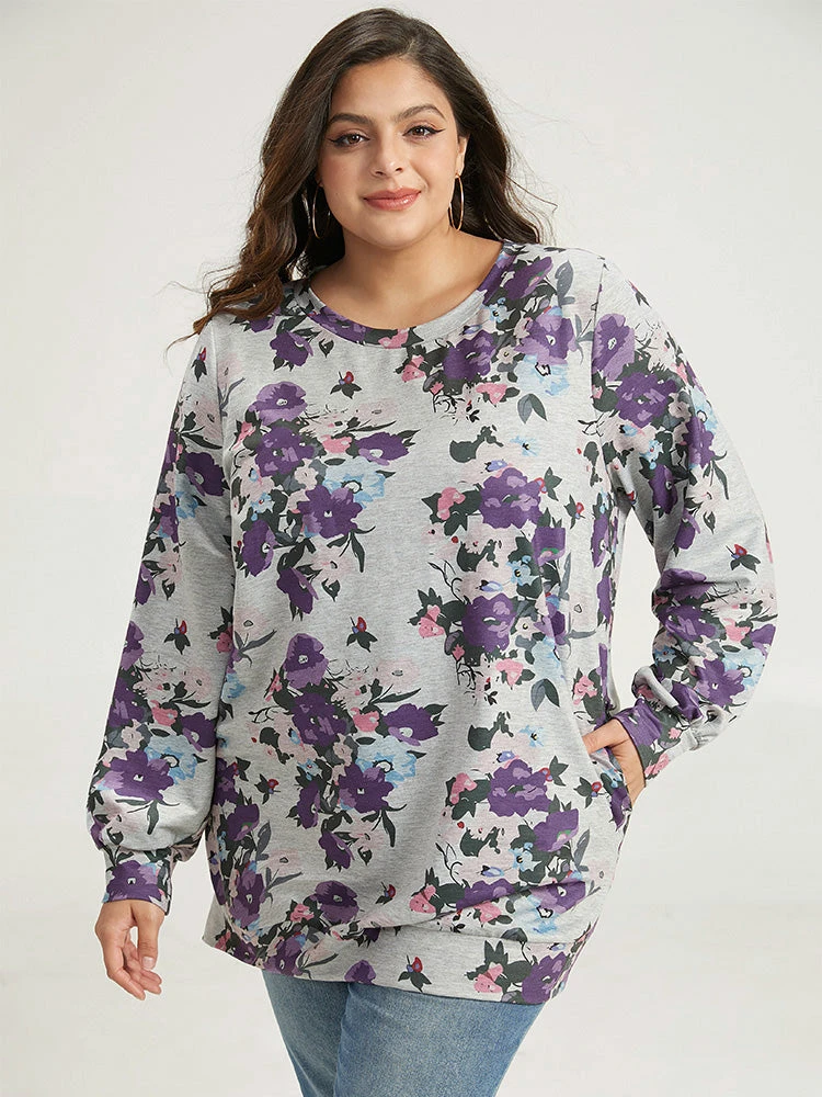 Floral Print Pocket Sweatshirt 7 Floral Print Pocket Sweatshirt - Image 5