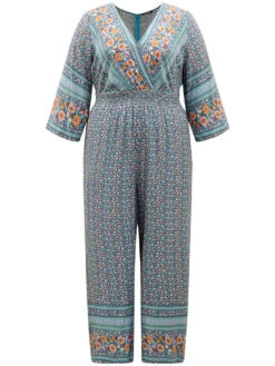 Floral Print Shirred Overlap Collar Jumpsuit -Bloomchic Shop 520230270 wx 122f8a65 3876 4d0f 9854 8ff8bfd4ceca