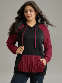 Contrast Cable Knit Pocket Hooded Drawstring Sweatshirt -Bloomchic Shop 521070594 vd 8a3b36ab d0f0 4f06 b07b 2f9f489b371d