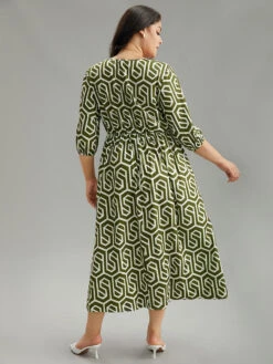 Geometric Print V Neck Shirred Dress 11 Geometric Print V Neck Shirred Dress -Bloomchic Shop 521123673 rh