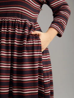 Striped Print Round Neck Pocket Elastic Waist Dress -Bloomchic Shop 521555969 tl