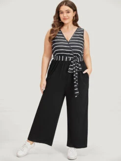 Striped Patchwork Pocket Wrap Belted Sleeveless Jumpsuit -Bloomchic Shop 525160962 au f80a58ba d042 415f a942 d975152ee7d7