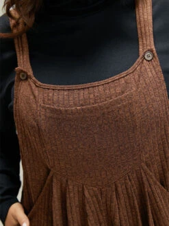 Solid Pocket Pleated Adjustable Straps Jumpsuit -Bloomchic Shop 527782118 pa