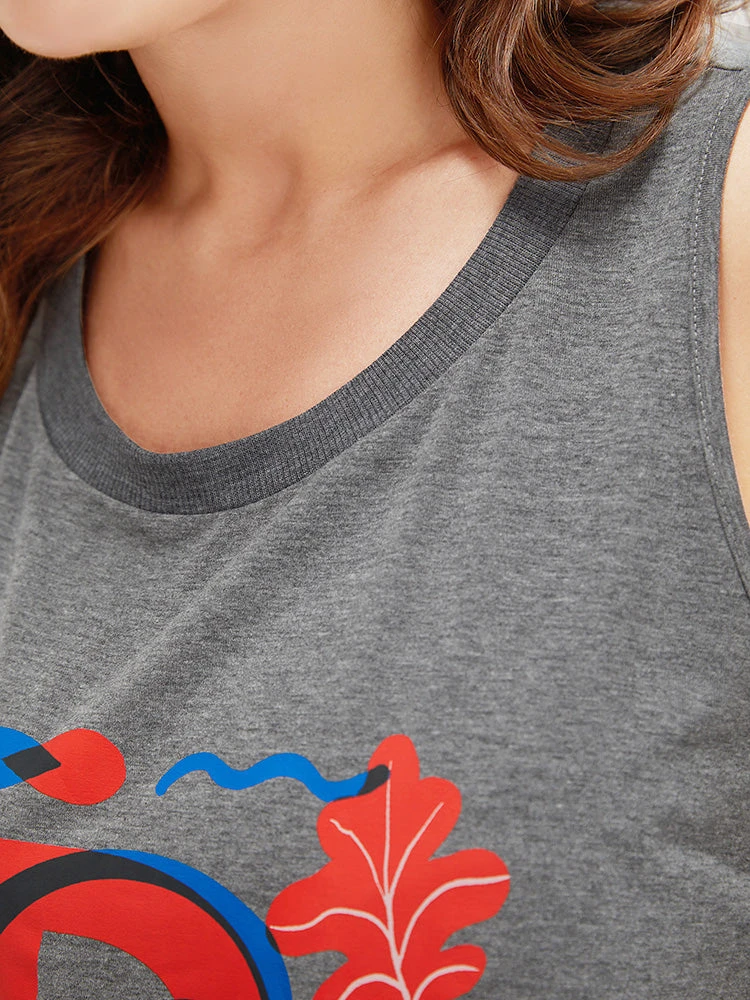 Letter & Floral Print Sleeveless Tank Top 10 Letter & Floral Print Sleeveless Tank Top - Image 8