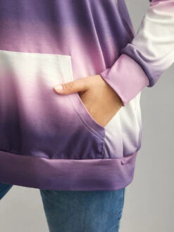 Ombre Striped Kangaroo Pocket Hooded Sweatshirt -Bloomchic Shop 531188535 jf