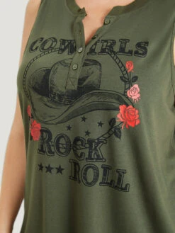 Rose & Letter Print Button Up Graphic Tank Top -Bloomchic Shop 532641639 kd
