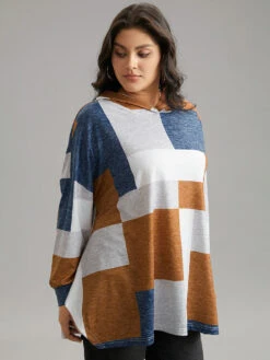 Colorblock Contrast Hooded Drop Shoulder Sweatshirt -Bloomchic Shop 532790615 bp