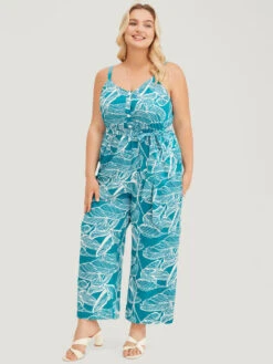Plant Print Button Through Pocket Belt Cami Jumpsuit -Bloomchic Shop 5335352 se 8e201391 2492 49cf ac42 88c36f9ea83b