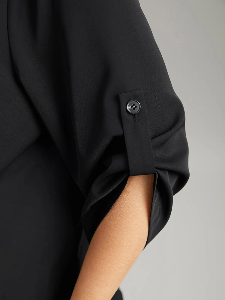 Anti-Wrinkle Solid Cowl Neck Tab Sleeve Blouse 8 Anti-Wrinkle Solid Cowl Neck Tab Sleeve Blouse - Image 6