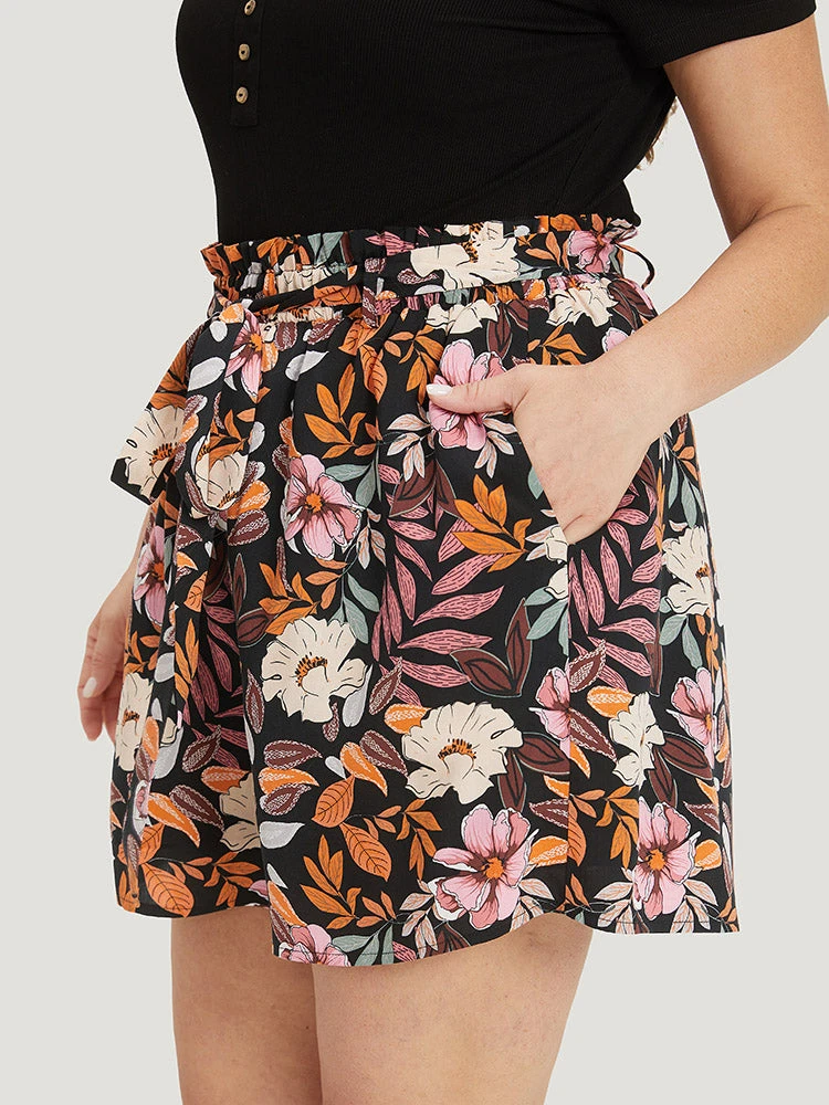 Tropical Print Paperbag Waist Pocket Belt Shorts 12 Tropical Print Paperbag Waist Pocket Belt Shorts - Image 10