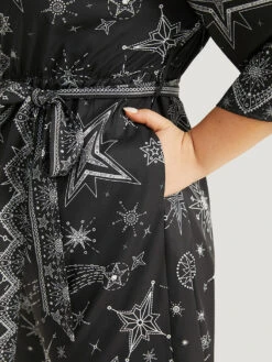 Halloween Star Print Belted V Neck Jumpsuit 16 Halloween Star Print Belted V Neck Jumpsuit -Bloomchic Shop 536976822 fk