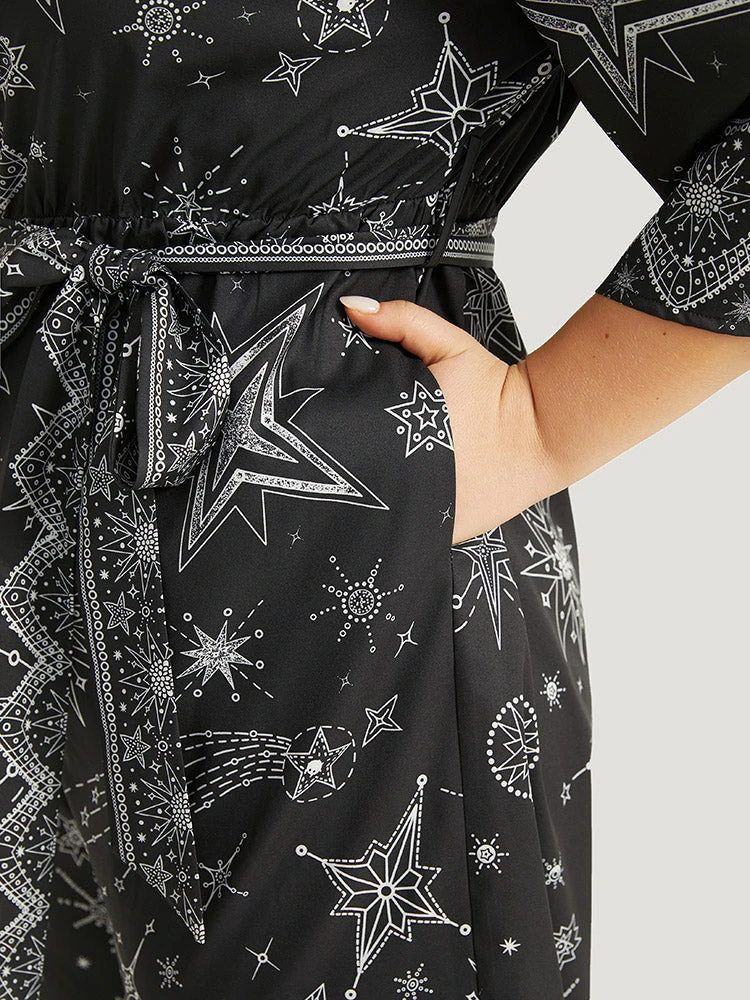 Halloween Star Print Belted V Neck Jumpsuit 9 Halloween Star Print Belted V Neck Jumpsuit - Image 7