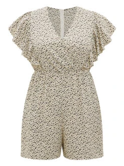 Leopard Ruffle Cap Sleeve V Neck Pocket Jumpsuit -Bloomchic Shop 537055583 td