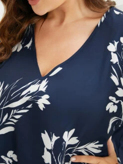 Floral Asymmetrical Hem Ruffle Trim Flounce Sleeve Blouse -Bloomchic Shop 537969333 pm c3ce378e 35dc 482c a1f6 2345b93102f3