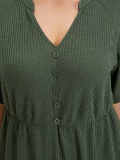 Plain Waffle Knit Pocket Button Detail Notched Jumpsuit 16 Plain Waffle Knit Pocket Button Detail Notched Jumpsuit -Bloomchic Shop 540507658 zm