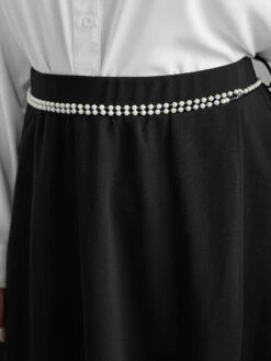 Plain Pearl Beaded Detail Split Side Skirt 13 Plain Pearl Beaded Detail Split Side Skirt -Bloomchic Shop 544946366 su