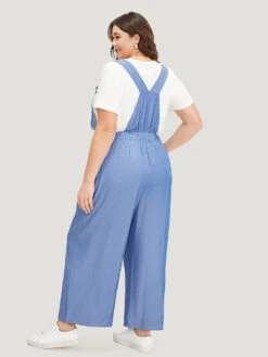 Solid Patched Pocket Gathered Overall Jumpsuit -Bloomchic Shop 545589591 dd