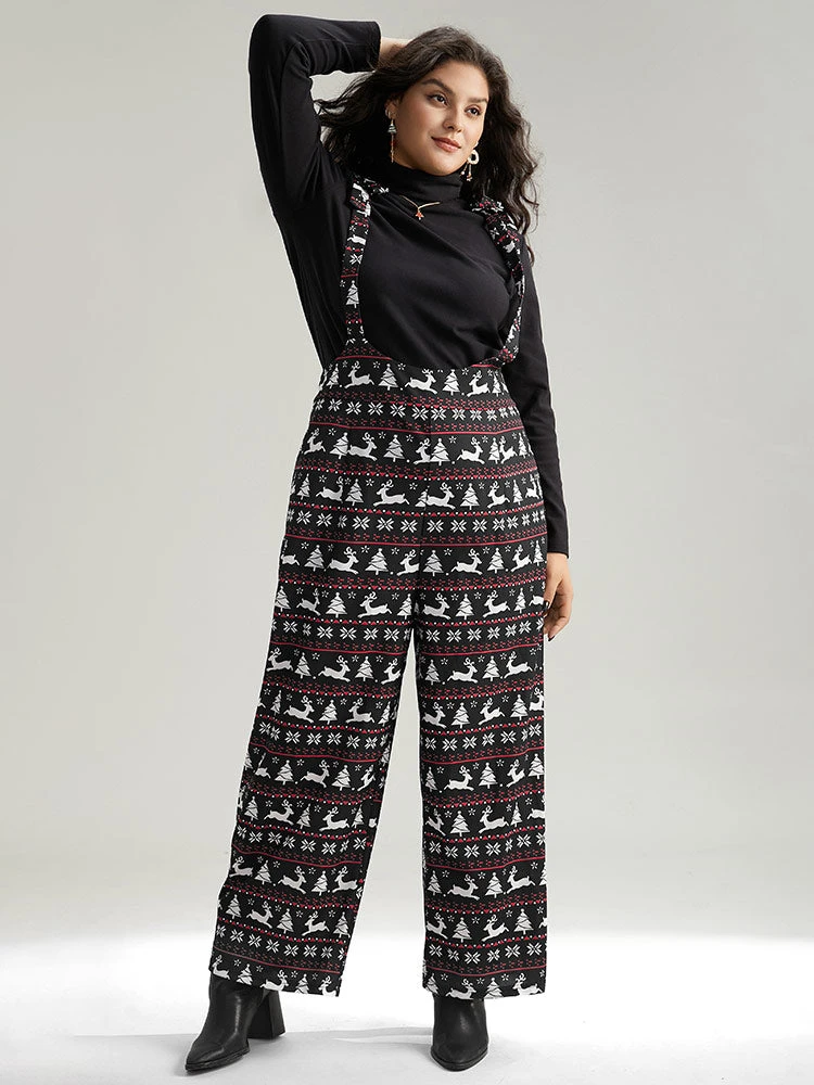 Christmas Elk Print Elastic Waist Knot Jumpsuit 7 Christmas Elk Print Elastic Waist Knot Jumpsuit - Image 5