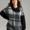 Plaid Patchwork Mock Neck Button Detail Sweatshirt 1 Plaid Patchwork Mock Neck Button Detail Sweatshirt -Bloomchic Shop 546387180 nj
