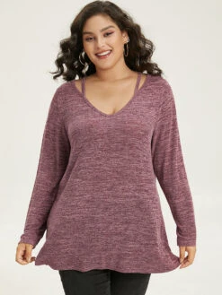 Solid Heather V Neck Cut Out T-shirt 14 Solid Heather V Neck Cut Out T-shirt -Bloomchic Shop 546663655 ie 00181c2a 76e5 49ab b55d e47227f47d31